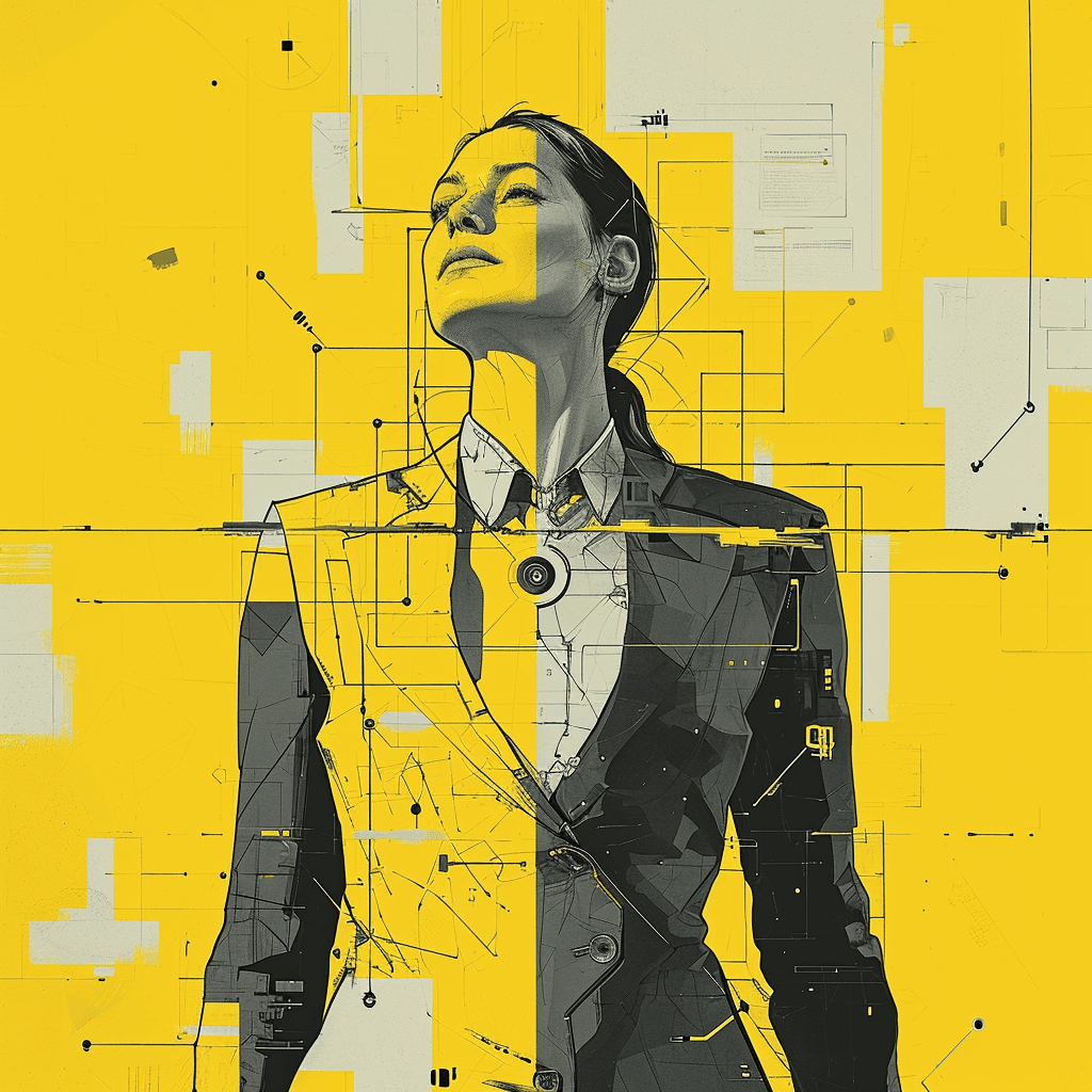 Blueprint illustration of a professional