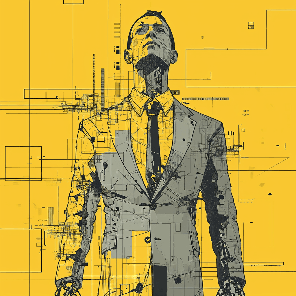 Blueprint illustration of a professional